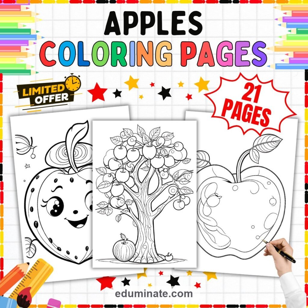 Apple Coloring Pages for Preschoolers | Fall Printables | Apple Trees and Faces cover