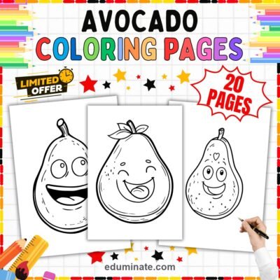 Avocado Coloring Pages | Fun Fruit Coloring Sheets | Printable Kids Activity — resource cover