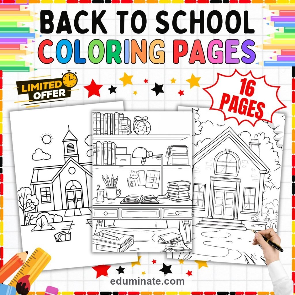 Back to School Coloring Sheets | Classroom Desk Pages | Study Art Activity cover