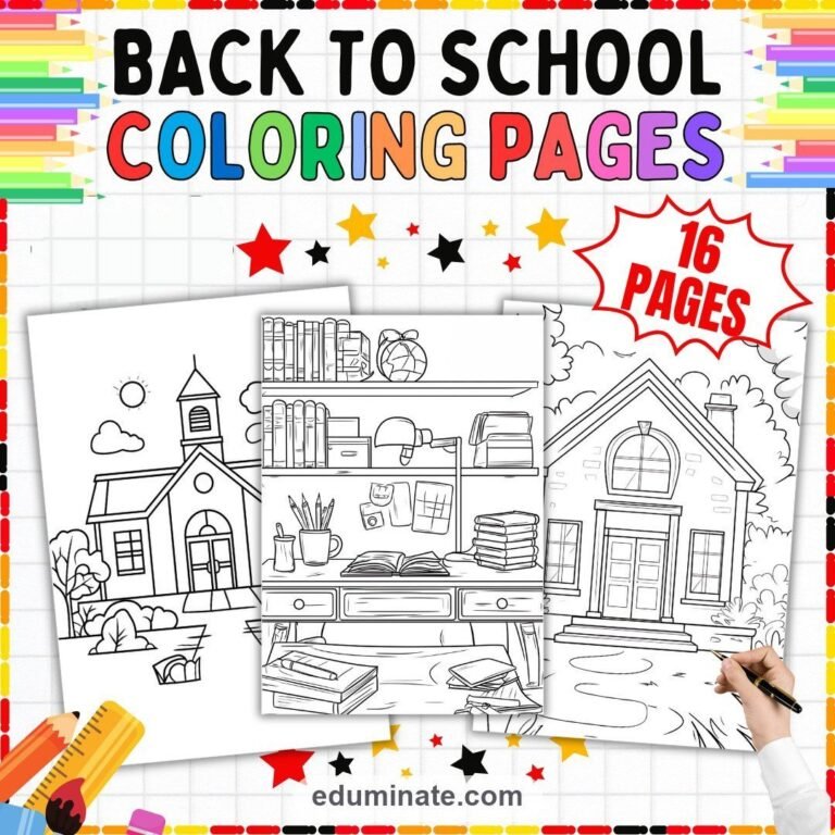 Classroom Coloring Pages Bundle | Classroom, School Supplies and First Day Sheets cover 7