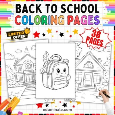 Back to School Coloring Pages for Kids | Classroom Sheets | Schoolhouse Book — resource cover