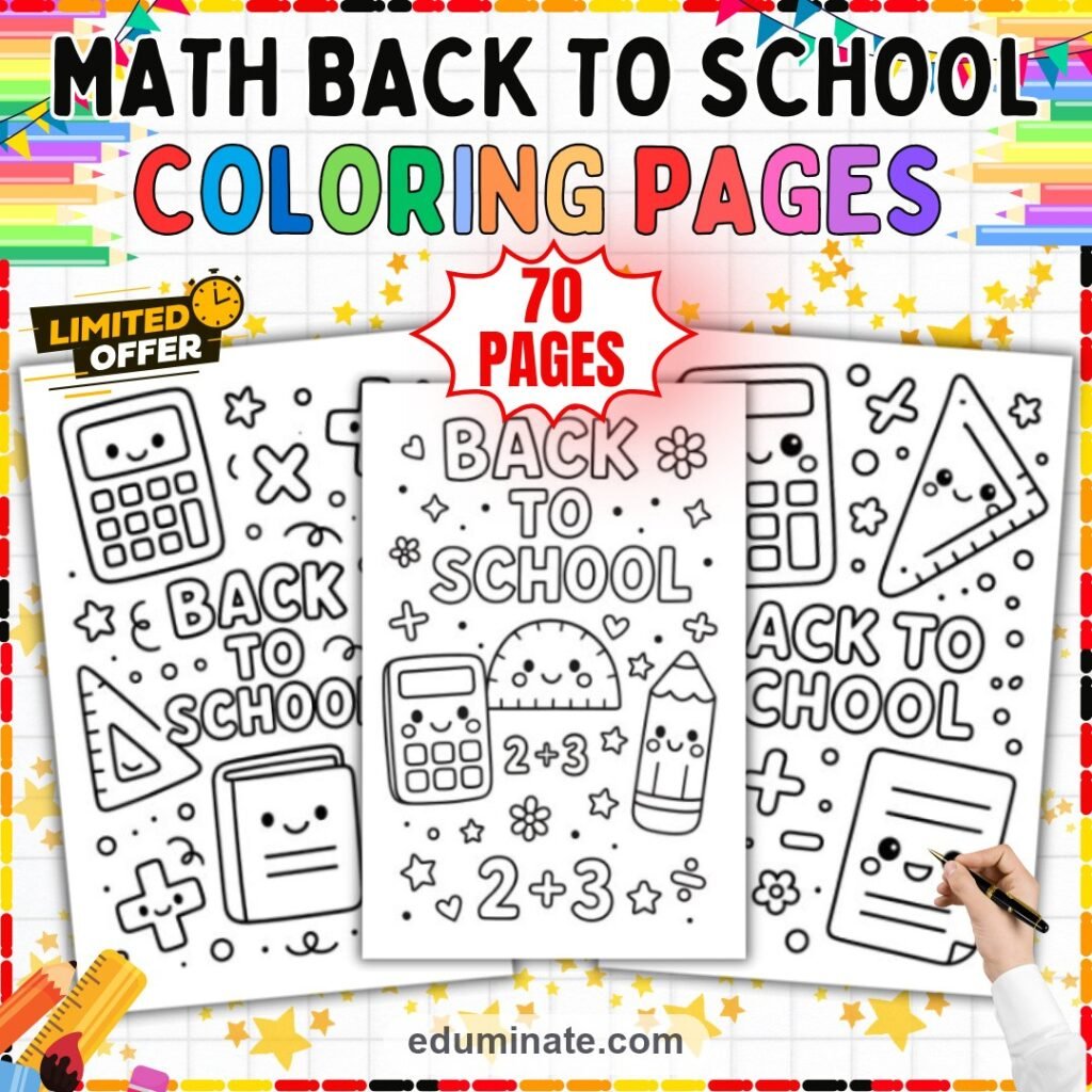Back to School Math Coloring Sheets | Number Sheets | Elementary Math Book cover