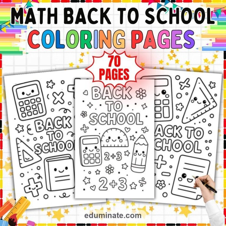 Math Coloring Sheets Bundle | Addition, Subtraction, Numbers and Shapes cover 4
