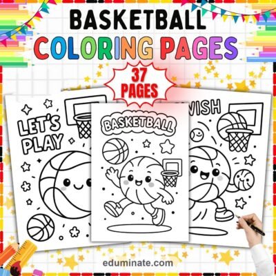 Basketball Hoop Coloring Pages | Hoops Action Sheets | Swish Sports Printables — resource cover