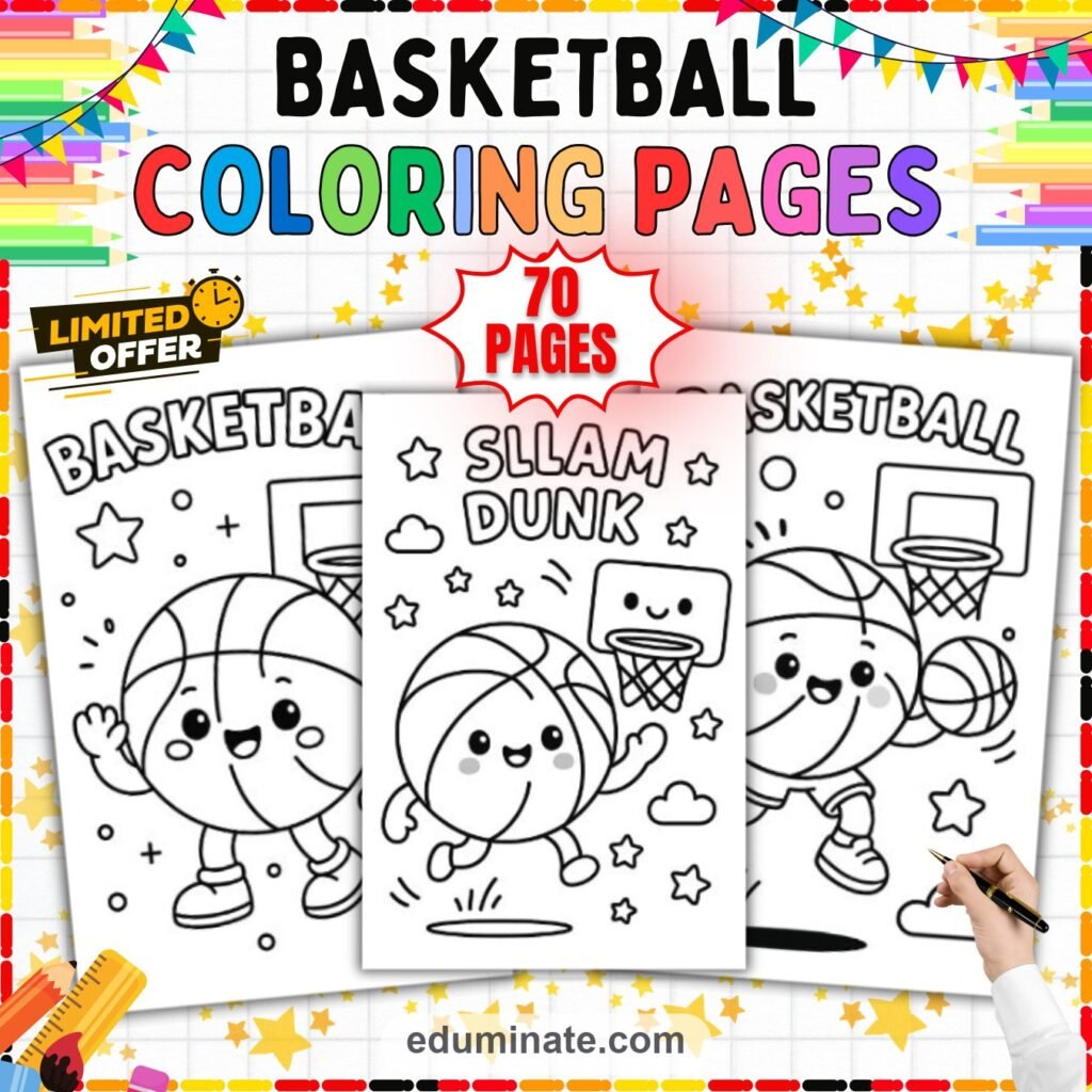Printable Basketball Coloring Pages for Kids | Sports Sheets | Slam Dunk Book cover