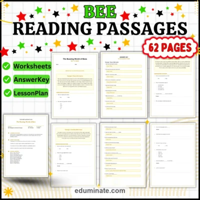 Bees Reading Comprehension Passages And Questions Science Worksheets Packet — resource cover