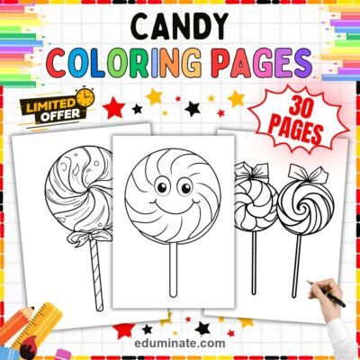 30 Sweet Treats Coloring Pages Lollipop and Candy Activity Sheets for Kids — resource cover
