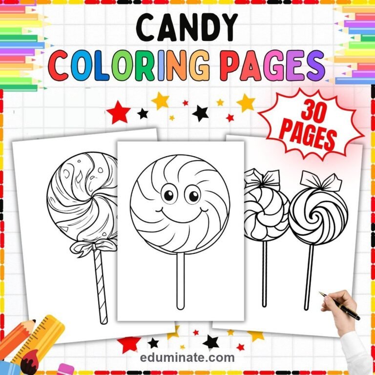 Candy Coloring Pages Bundle | Lollipops, Sweets and Kawaii Treats cover 6