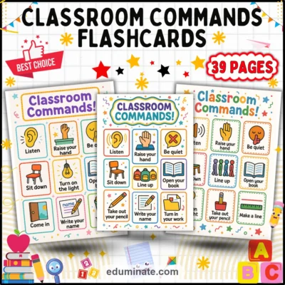 Classroom Commands Flashcards | Printable Classroom Command Cards | 36 Pages — resource cover