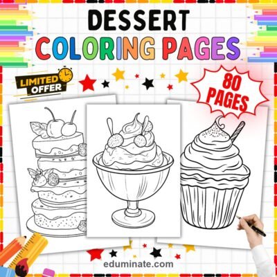 Dessert Coloring Pages Sweet Treats Coloring Sheets for Kids 80 Activity Pages — resource cover