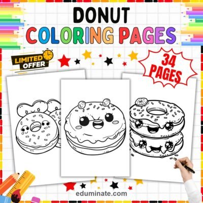 Donut Coloring Pages Printable | Cute Sweet Treats Bakery Sheets for Kids — resource cover