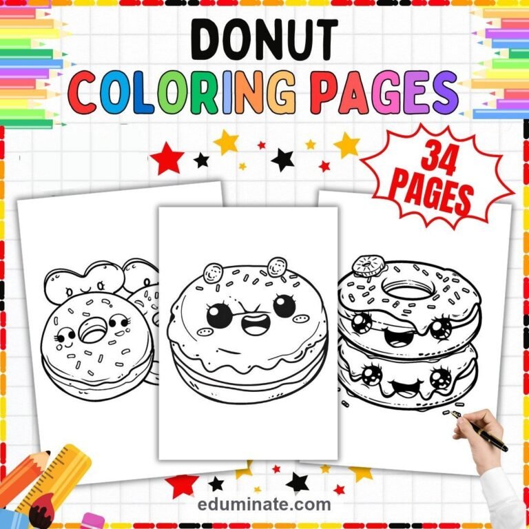 Donut Coloring Sheets Bundle | Sweet Treats and Bakery Sheets cover 3