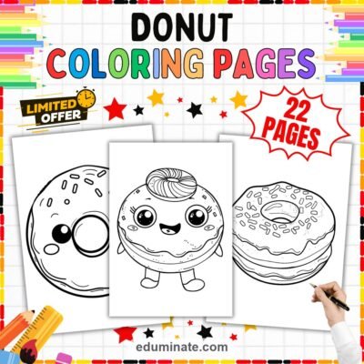 Cute Donut Coloring Pages | Sweet Treats Food Art Activity Sheets for Kids — resource cover