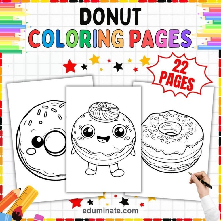 Donut Coloring Sheets Bundle | Sweet Treats and Bakery Sheets cover 4