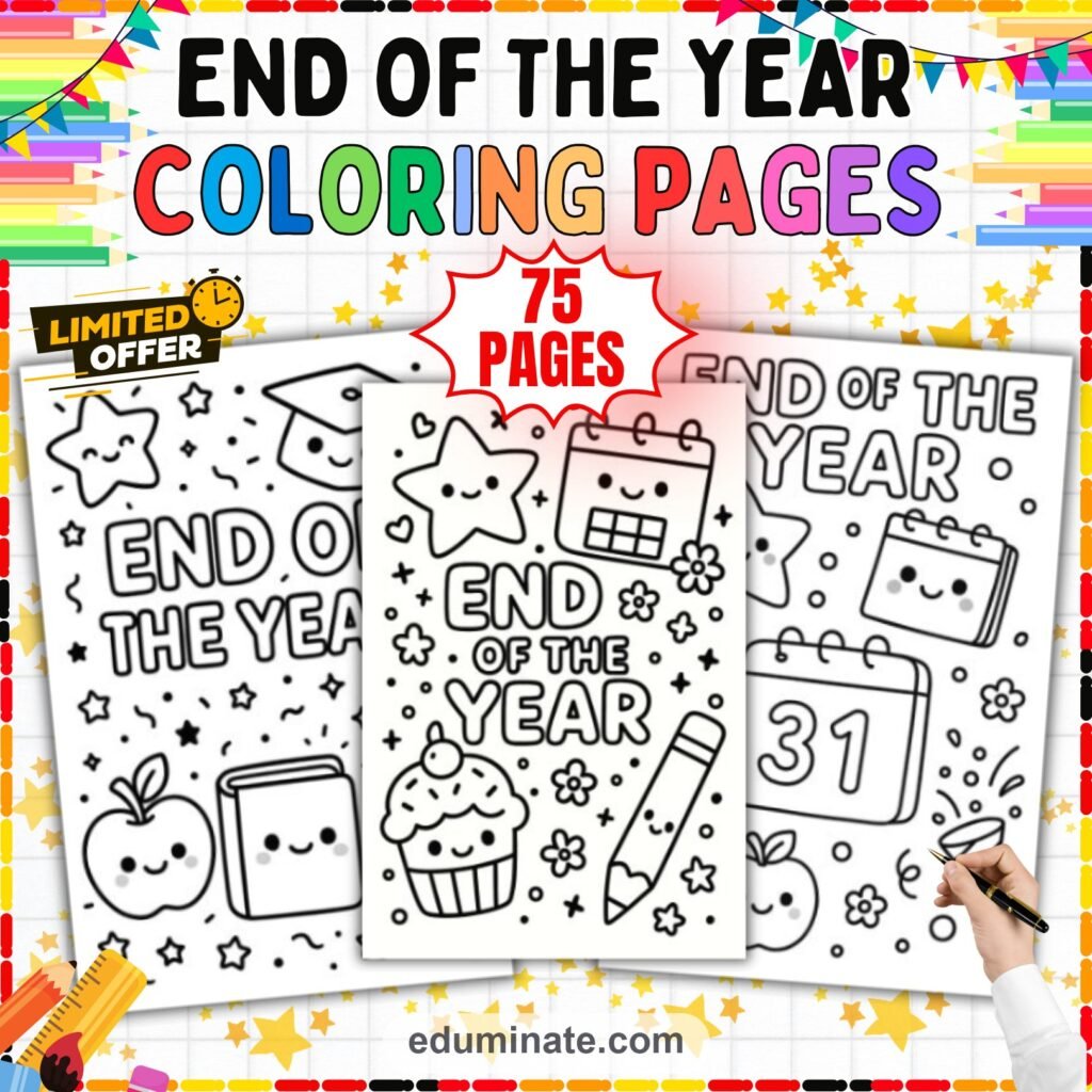 End of the Year Coloring Pages Summer Break Countdown Sheets 75 Fun Printables cover