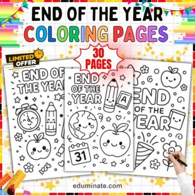 Year End Activities Coloring Sheets Last Day of School Party Pages 30 Sheets — resource cover