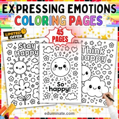 Expressing Emotions Coloring Pages Feelings SEL Activities 45 Cute Printables — resource cover