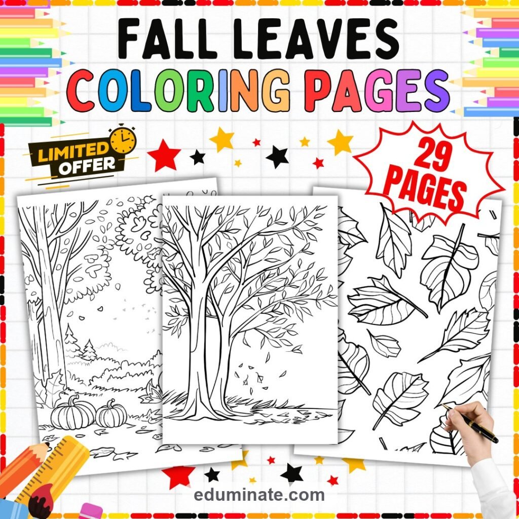 Fall Leaves Coloring Pages Autumn Pumpkin Activity Sheets for Kindergarten cover
