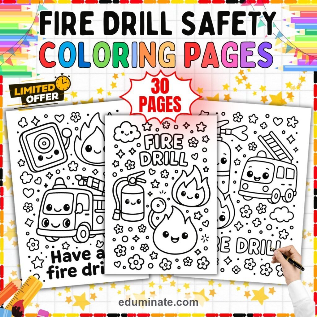 Fire Drill Coloring Pages School Fire Safety Activity Sheets for Kindergarten cover