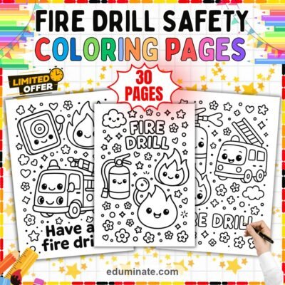 Fire Drill Coloring Pages School Fire Safety Activity Sheets for Kindergarten — resource cover