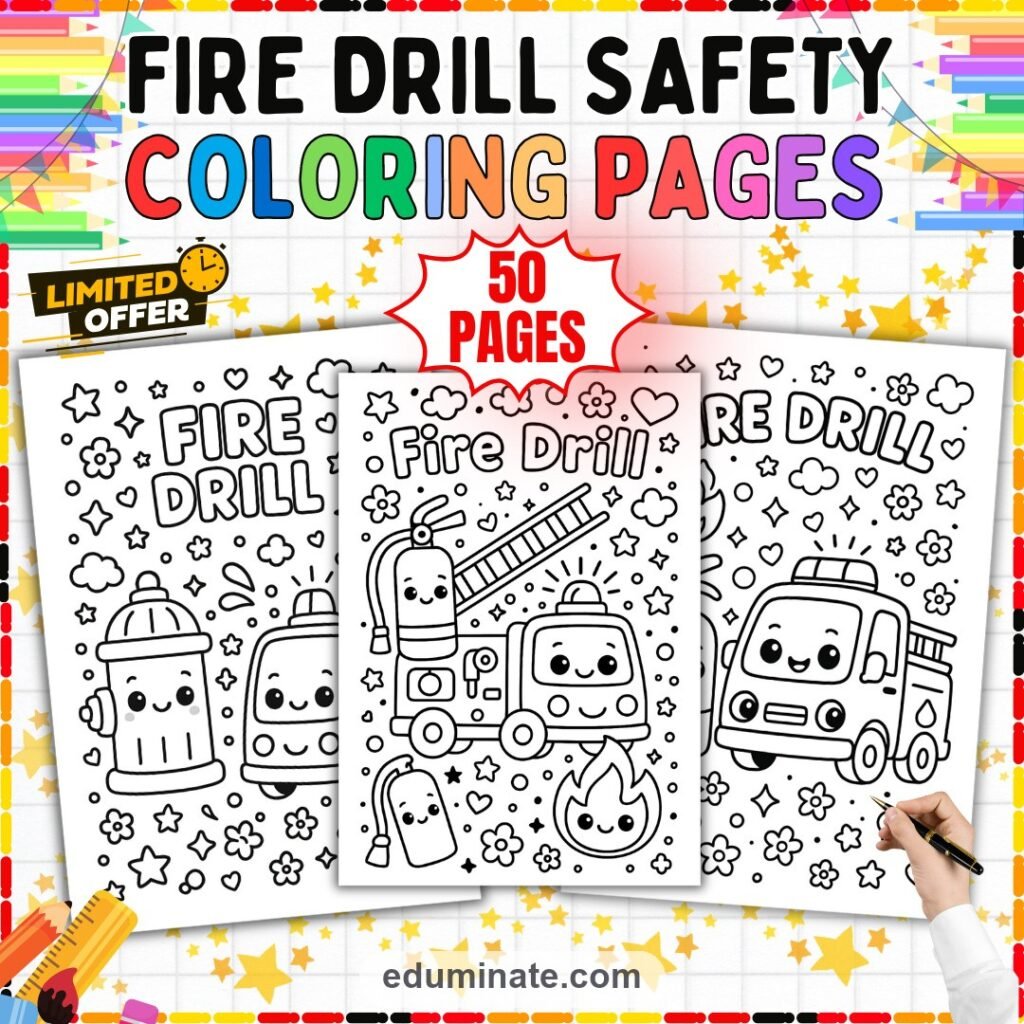 Fire Truck Coloring Pages School Fire Drill Activity Sheets for Kindergarten cover