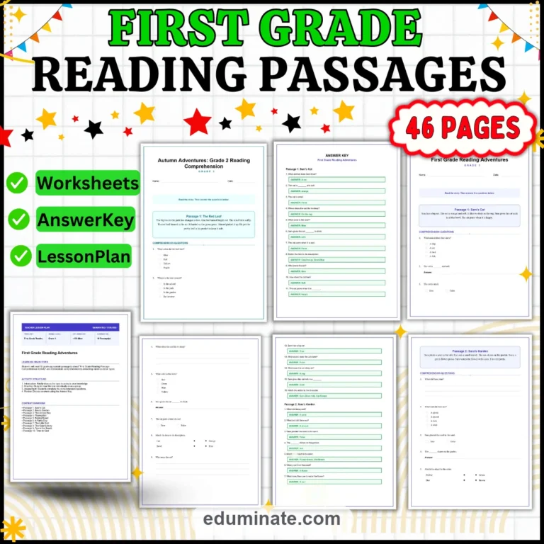 1st Grade Worksheets Bundle | Reading, Phonics, Math and Grammar Packs cover 2