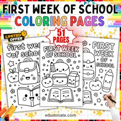 First Week of School Coloring Pages Back to School Activities for Kindergarten — resource cover