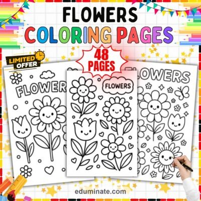 Printable Flower Coloring Pages Cute Garden Nature Activity Sheets for Kids — resource cover