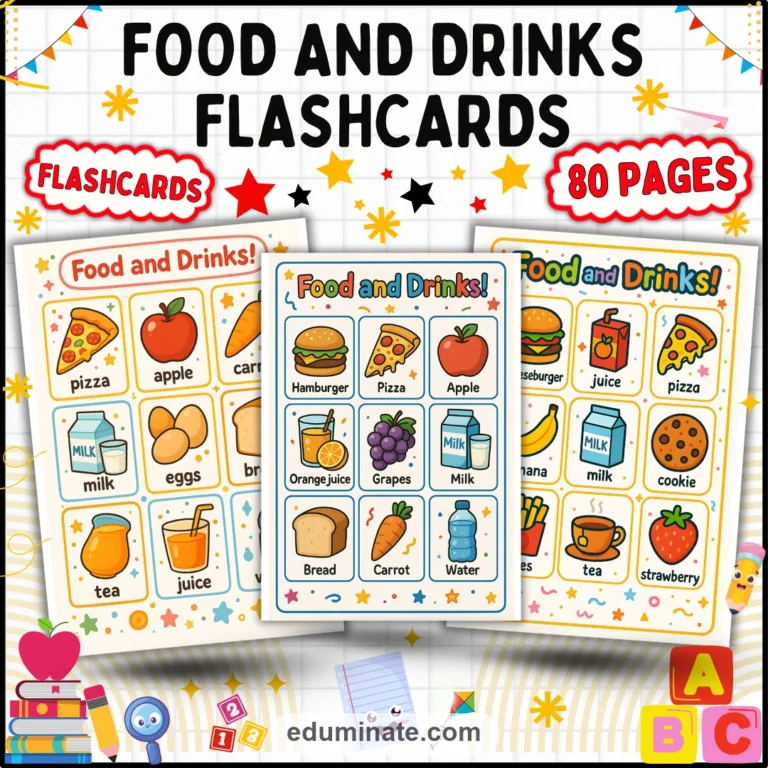 Food Flashcards Bundle | Fruits, Vegetables, Kitchen Words and Healthy Habits cover 1