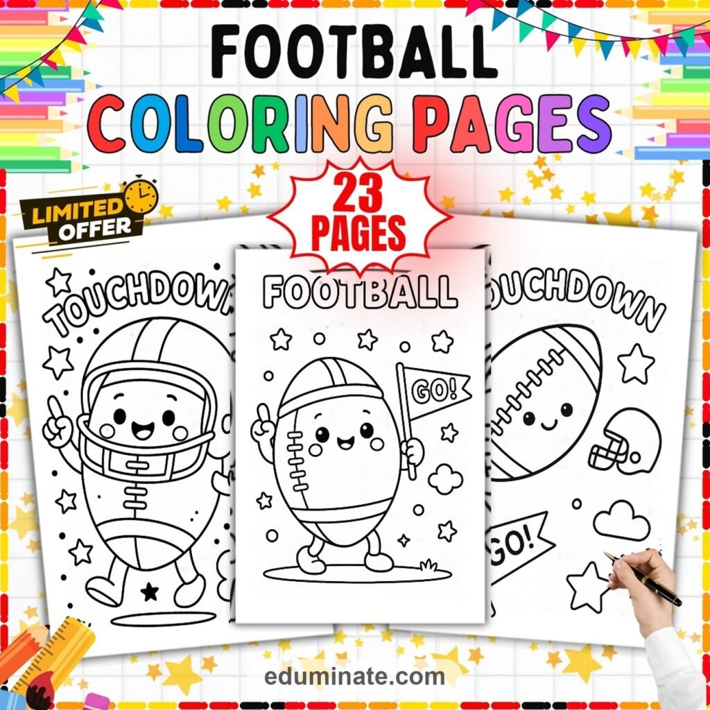 American Football Coloring Pages Game Day Touchdown Activity Sheets for Kids cover