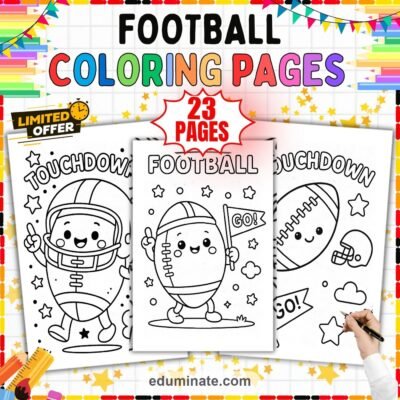 American Football Coloring Pages Game Day Touchdown Activity Sheets for Kids — resource cover