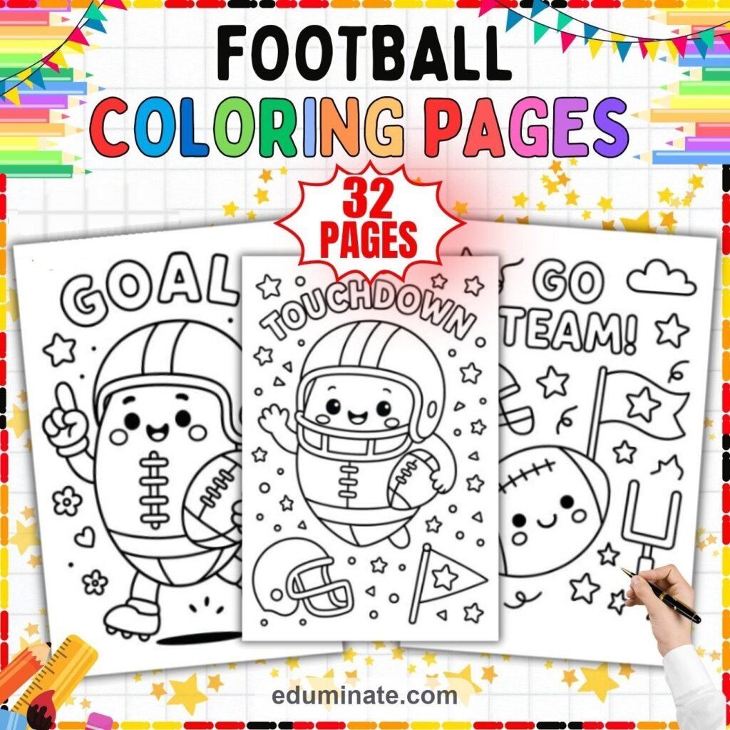 Football Game Coloring Pages Printable Sports Activity Sheets for Kids Fun cover