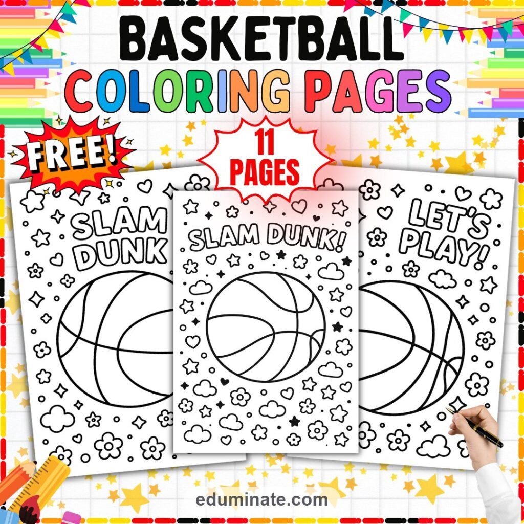 Free Basketball Coloring Pages Printable Sports Sheets for Kids and Students cover
