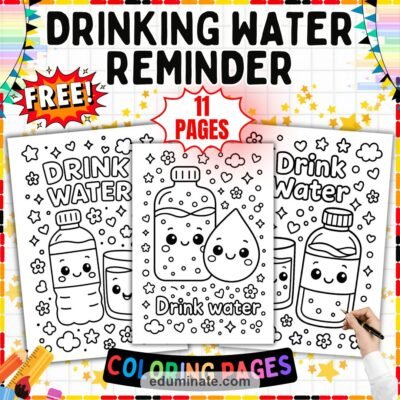 Water Coloring Pages Free | Healthy Hydration Habit Art Activity Sheets for Kids — resource cover