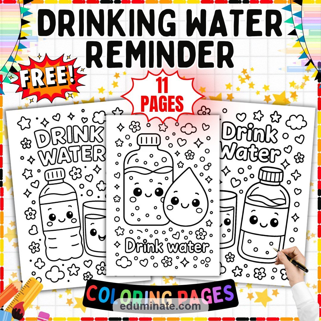 Water Coloring Pages Free: 11 Ready Hydration Art Sheets