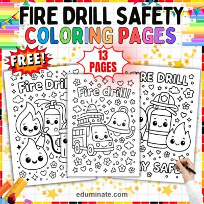 Free Fire Safety Coloring Pages Fire Drill Activity Sheets for Kindergarten — resource cover