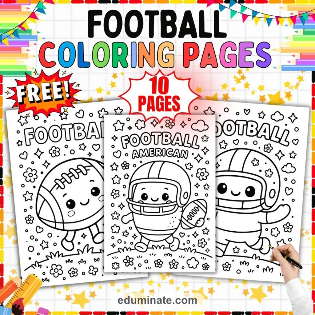 Free Coloring Pages Football Activity Sheets Printable Sports Pack for Kids cover
