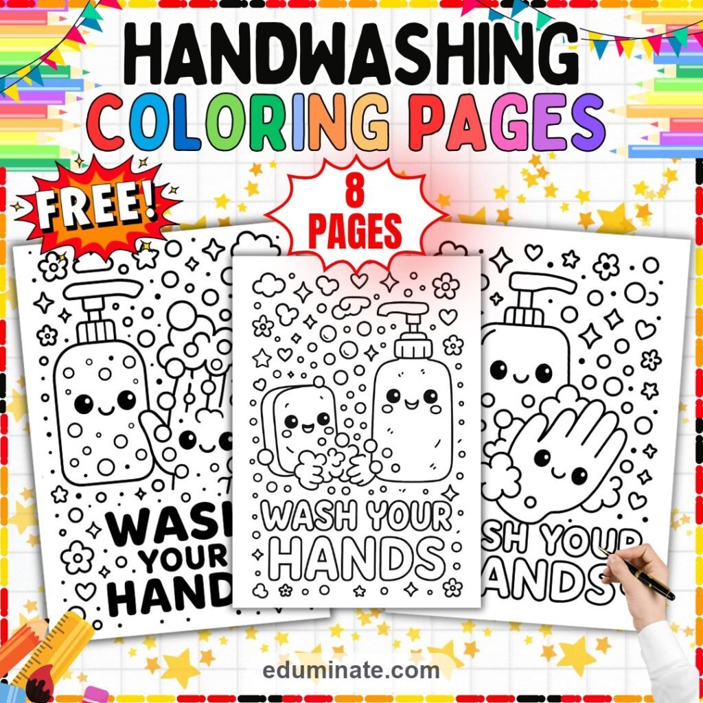 Free Handwashing Coloring Pages Germ Awareness Health Activity Sheets Kids cover