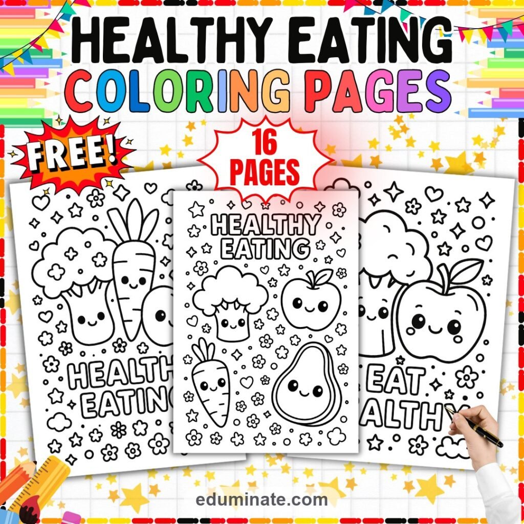 Free Healthy Eating Coloring Pages Nutrition Food 16 Printable Activities cover