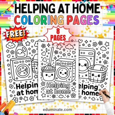 Free Helping at Home Coloring Pages Family Chores 8 Cute Printable Sheets — resource cover