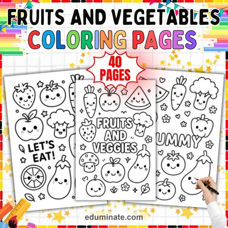 Healthy Eating Coloring Pages Bundle | Fruits, Vegetables, Nutrition and Water cover 1