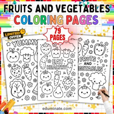 Printable Fruits and Vegetables Coloring Pages Healthy Food Sheets for Kids — resource cover