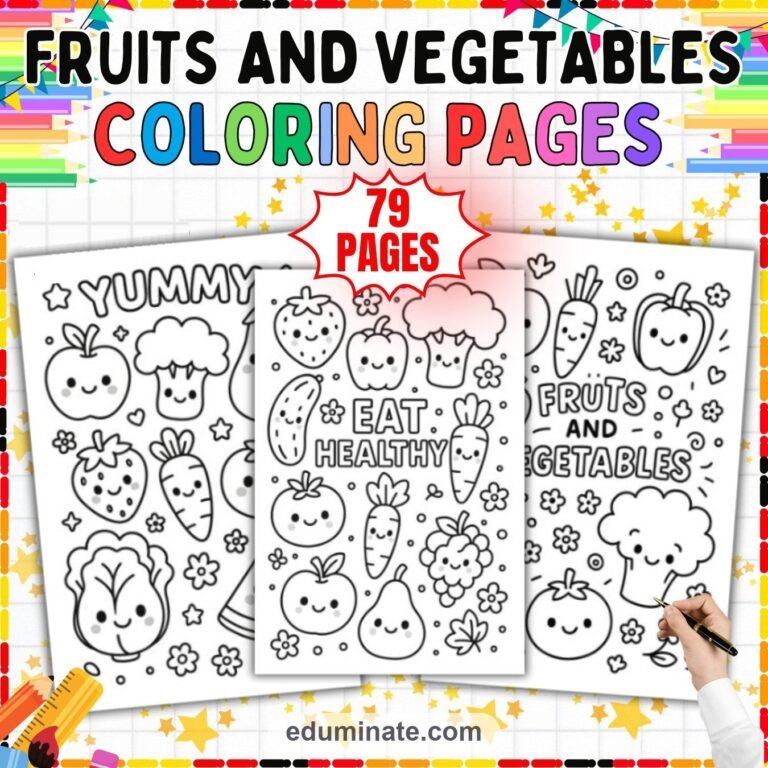 Healthy Eating Coloring Pages Bundle | Fruits, Vegetables, Nutrition and Water cover 7