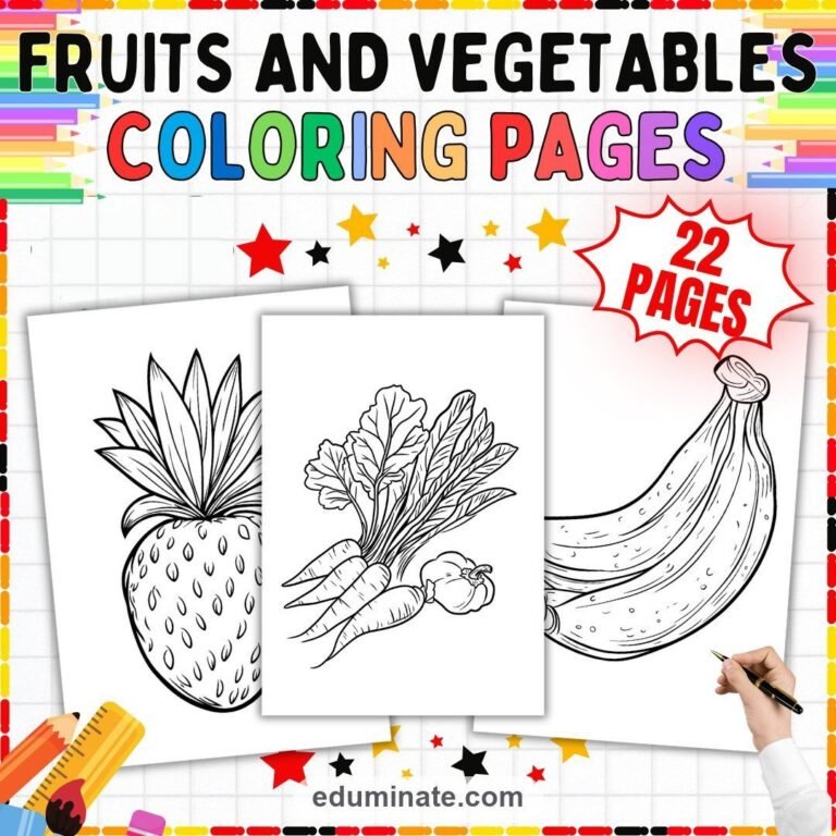 Healthy Eating Coloring Pages Bundle | Fruits, Vegetables, Nutrition and Water cover 4