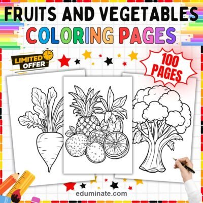Fruits and Veggies Coloring Pages Healthy Food Art 100 Printable Worksheets — resource cover