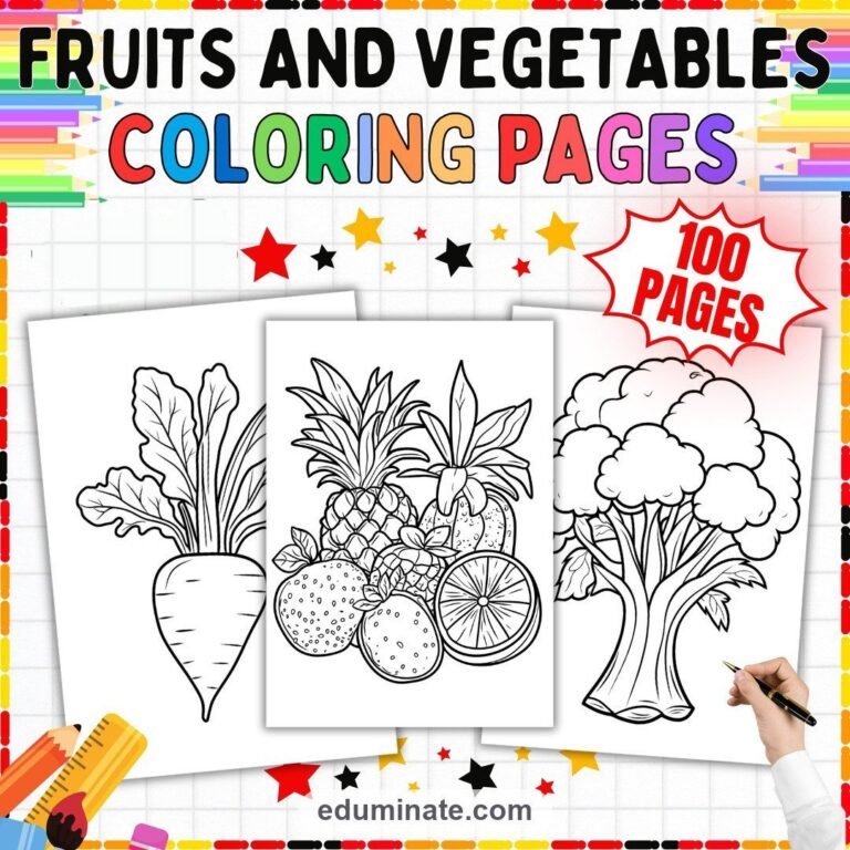 Healthy Eating Coloring Pages Bundle | Fruits, Vegetables, Nutrition and Water cover 3