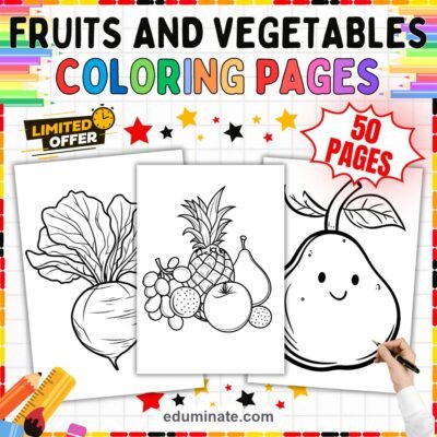 Fruit and Vegetable Coloring Pages Healthy Nutrition 50 Printable Worksheets — resource cover