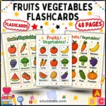 Fruits and Vegetables Flashcards | Printable Food Word Cards | 45 Card Pages cover