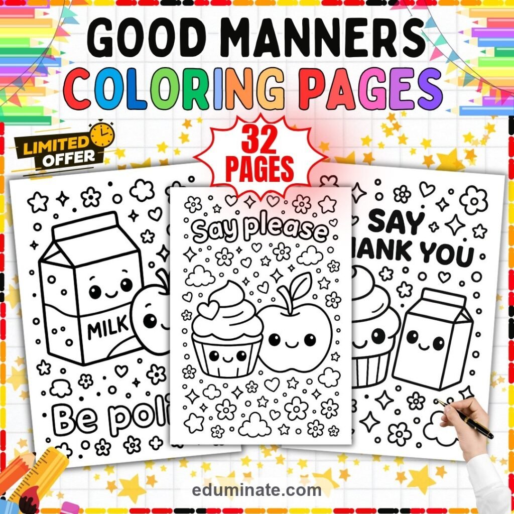 Good Manners Coloring Pages Classroom Behavior Activity Sheets for Kids Fun cover
