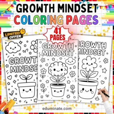 Growth Mindset Coloring Pages Back to School Activity Sheets for Kids Fun — resource cover